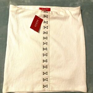 GUESS White Pencil Skirt with Silver Accents